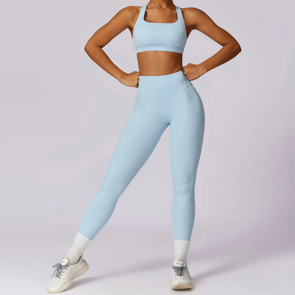 Yoga Set 2 Piece Women Sportswear Workout Clothes Women Sport Set Suits For Fitness Cross Back Bra Seamless Gym Push Up Leggings