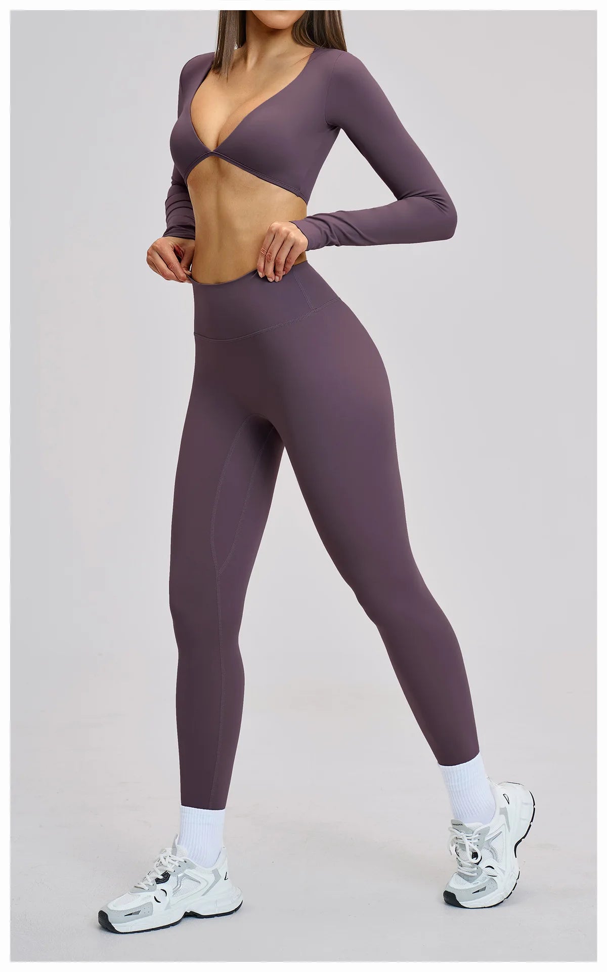 Gym Outfits Women Yoga Suit 2PCS Sports Set Running Fitness Sets Halter Neck Beauty Back Long Sleeve Leggings Workout Clothes