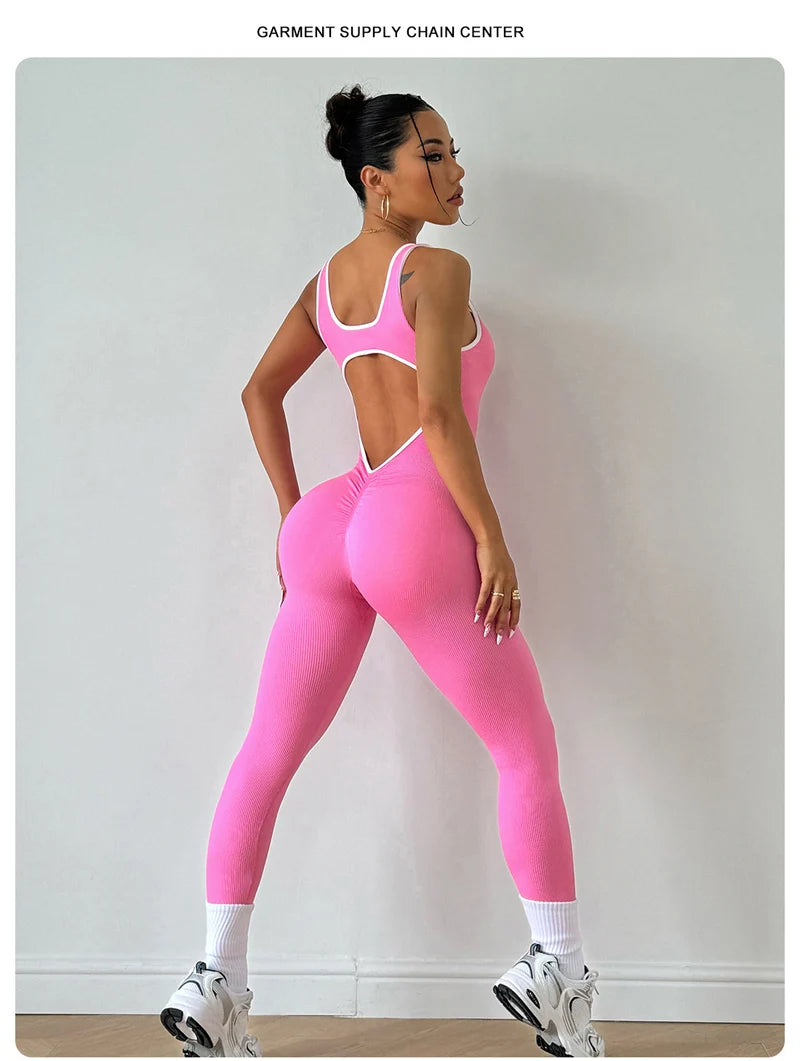 Sexy Backless Jumpsuit Women Yoga Set One-piece Bodysuit For Fitness Gym Clothing Sportswear Quick-Dry Workout Sports Clothes