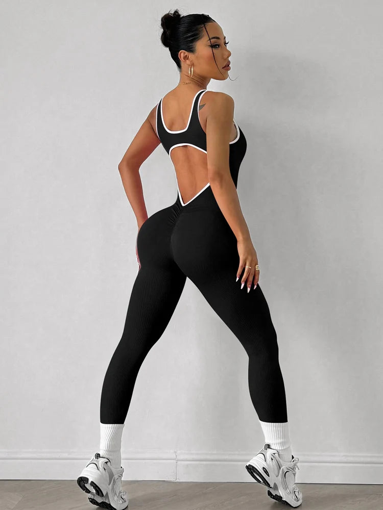 Sexy Backless Jumpsuit Women Yoga Set One-piece Bodysuit For Fitness Gym Clothing Sportswear Quick-Dry Workout Sports Clothes