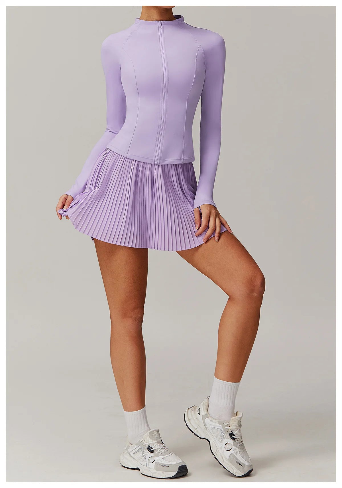 Yoga Sets Workout Sets for Women 2 Pieces Gym Suits Long Sleeved Outfits Zipper Fitness Jacket Running Short Skirt Sportswear