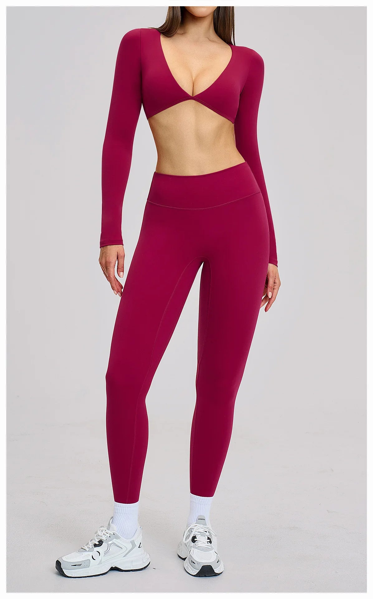 Gym Outfits Women Yoga Suit 2PCS Sports Set Running Fitness Sets Halter Neck Beauty Back Long Sleeve Leggings Workout Clothes