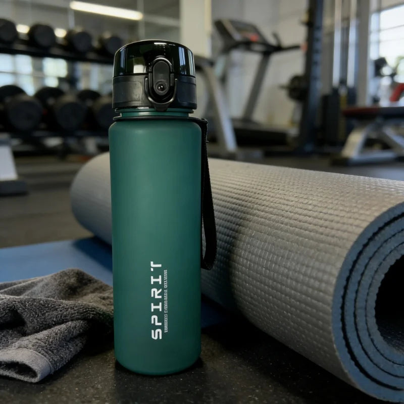 650ML Large Capacity Frosted Sports Water Bottle-Leak proof, BPA-Free PC with Silicone Straw & Carrying Rope，for Gym Outdoor