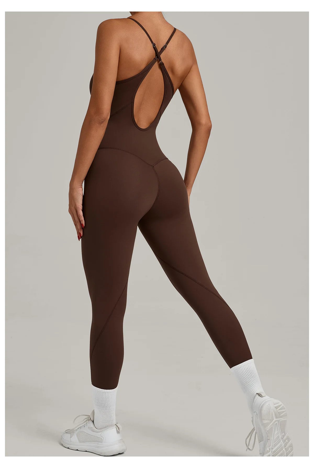 Women's Cross Strap Yoga Jumpsuit - Adjustable Workout Bodysuit, Butt Lifting Tight Gym Wear, Running & Fitness Onesie
