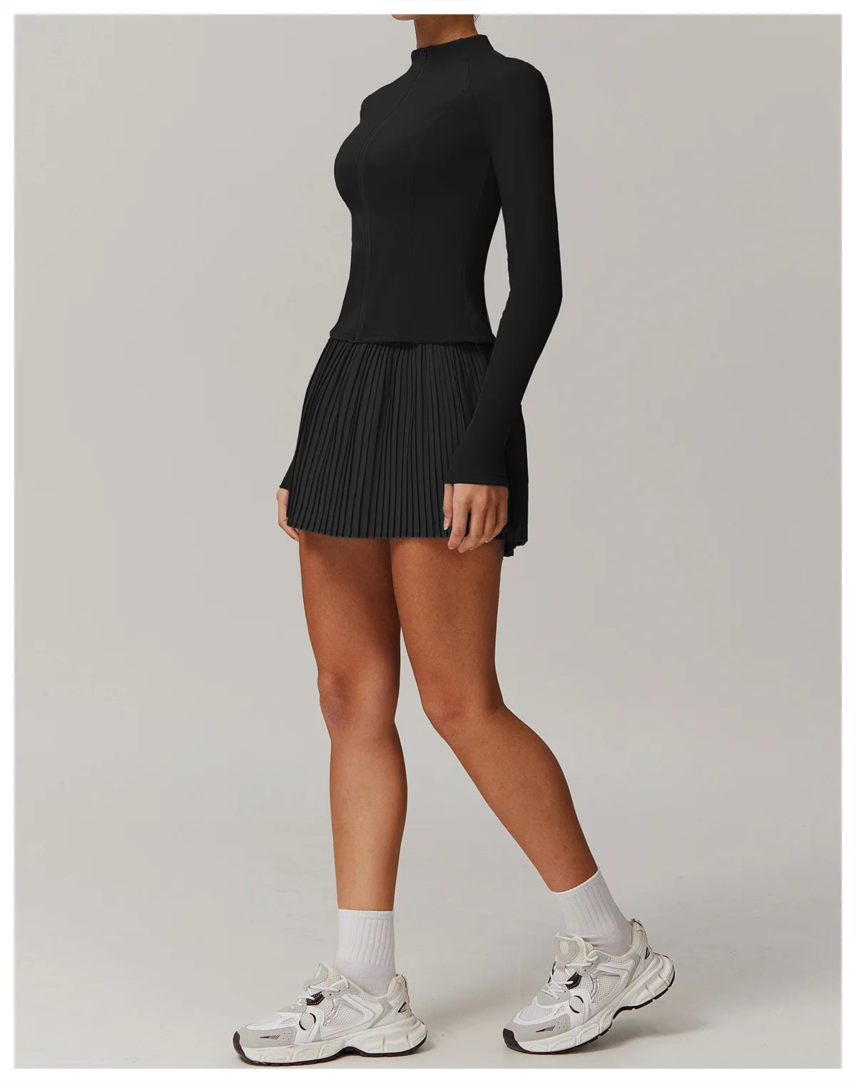 Yoga Sets Workout Sets for Women 2 Pieces Gym Suits Long Sleeved Outfits Zipper Fitness Jacket Running Short Skirt Sportswear