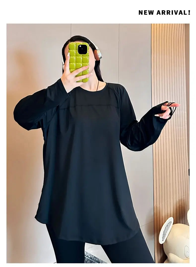 plus Size 300 Pou Women's Long Sve T-irt Fitn Yoga Sportswear round Ne Korean Sle Loose Fit Autumn New Arrival