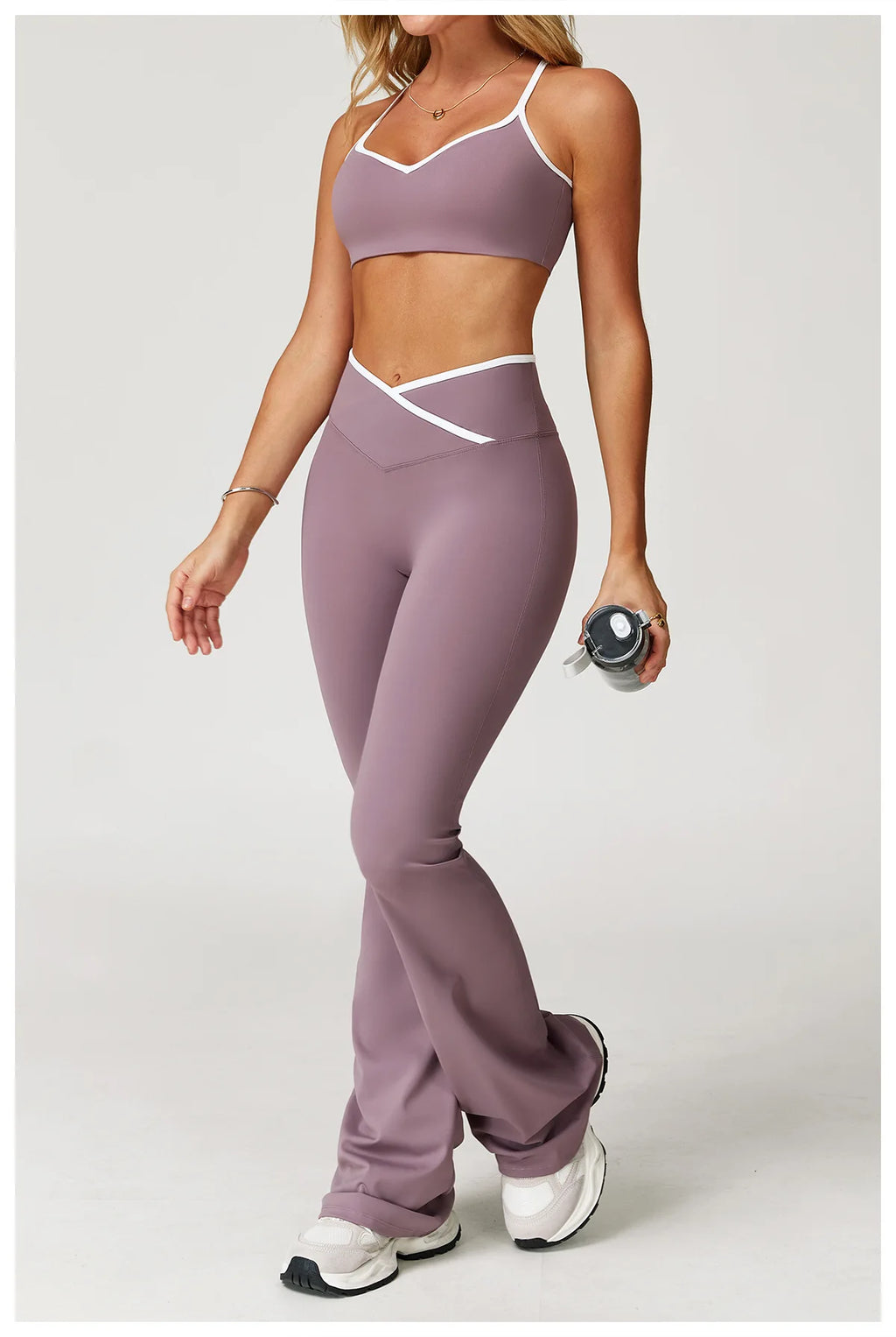 Yoga Set 2 Pieces Workout Clothes Women's Tracksuit Sportswear Gym Clothing High Waist Bell-bottoms Sexy Fitness Bta Sports Suit