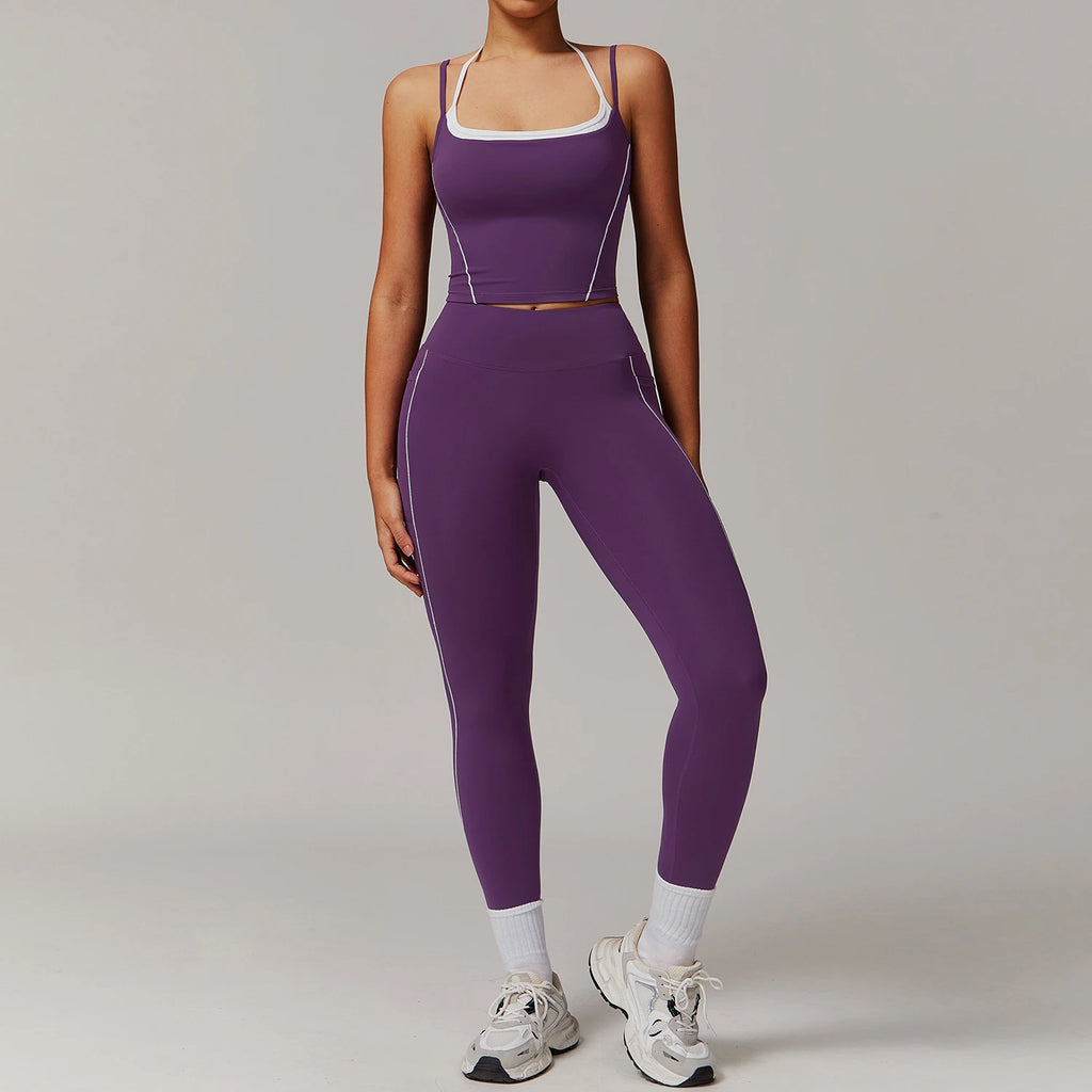 Yoga Set 2PCS Gym Workout Clothes for Women Gym Clothing Push Up Bra High Waist Leggings Sexy Fitness Sportswear Sports Suits
