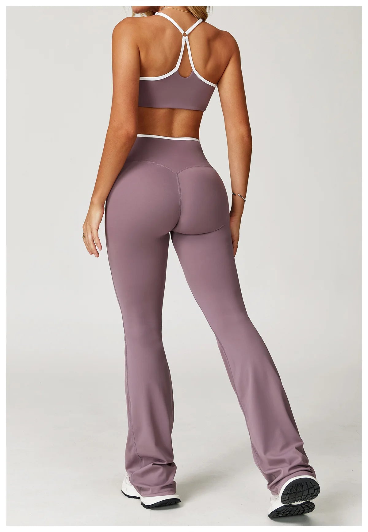 Yoga Set 2 Pieces Workout Clothes Women's Tracksuit Sportswear Gym Clothing High Waist Bell-bottoms Sexy Fitness Bta Sports Suit