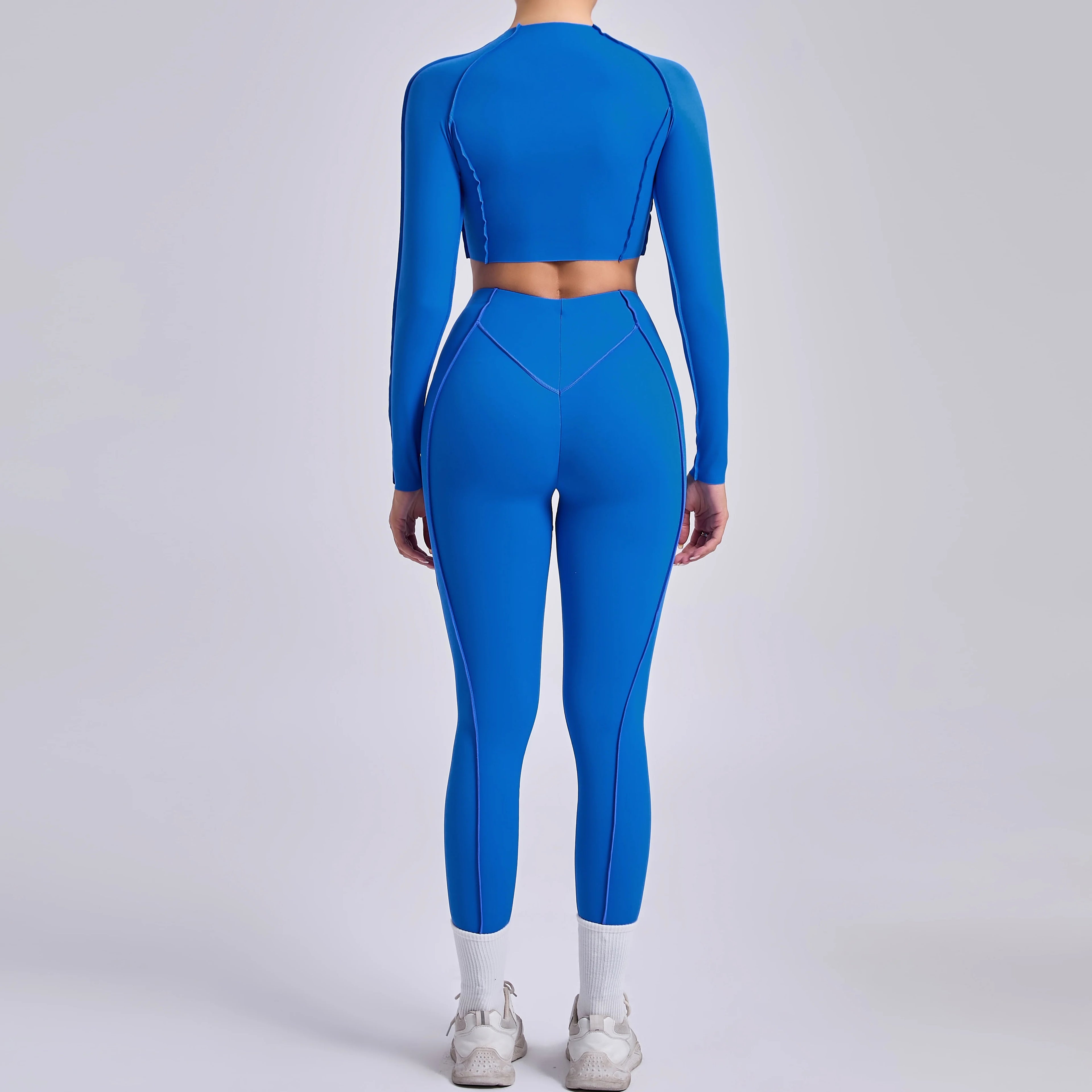 Sportswear Yoga Set Women's Workout Clothes Athletic Wear Sports Gym Legging Seamless Fitness Bra Crop Top Long Sleeve Yoga Suit