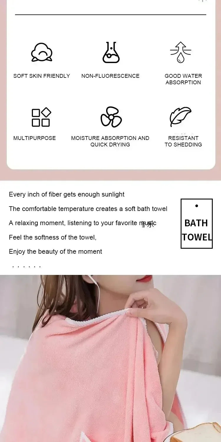 Womens Bath Towels Girls Wearable 140*85Cm Fast Drying Bathing Beach Spa Bathrobes Wash Clothing, Shower Bath and Gym Towel Hot
