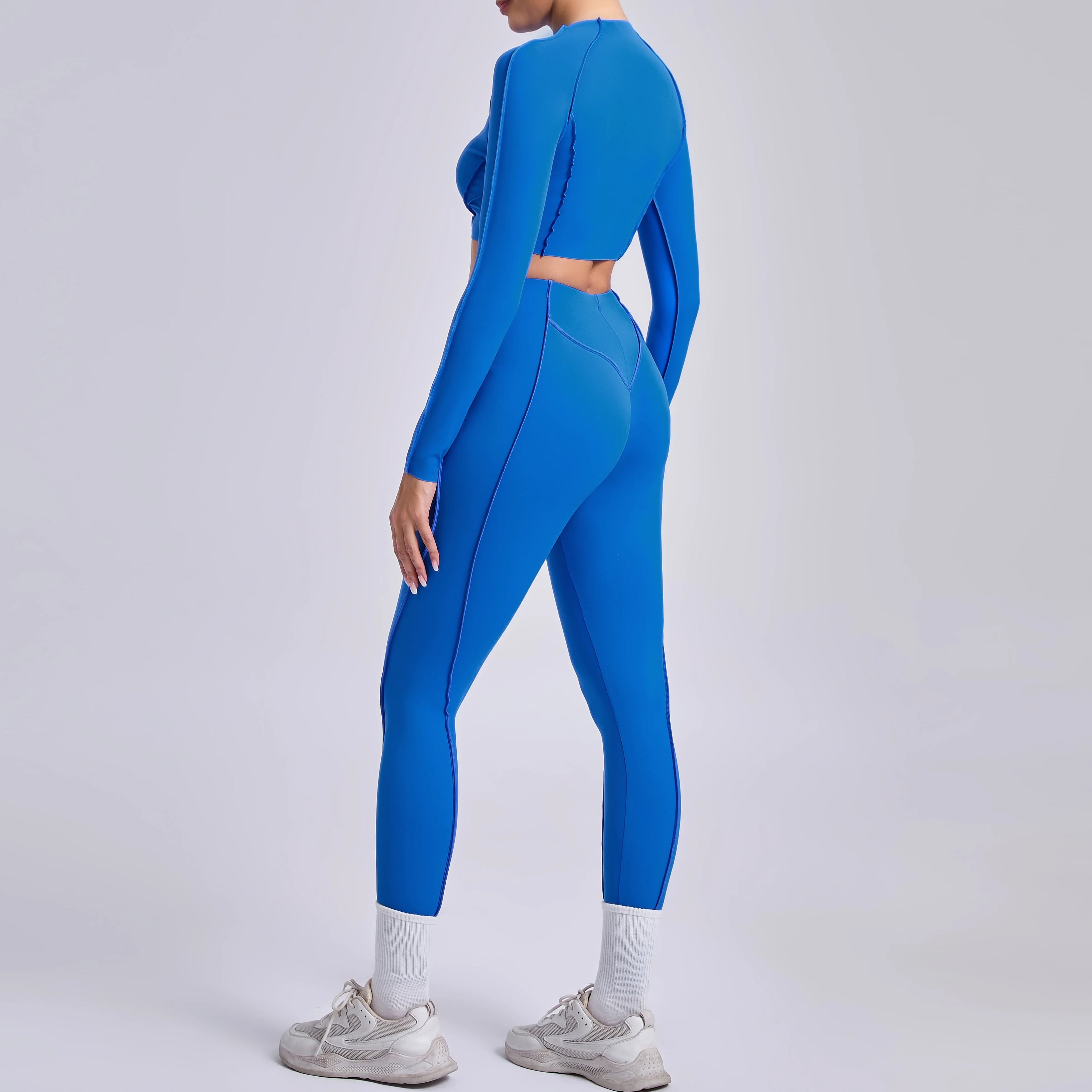 Sportswear Yoga Set Women's Workout Clothes Athletic Wear Sports Gym Legging Seamless Fitness Bra Crop Top Long Sleeve Yoga Suit