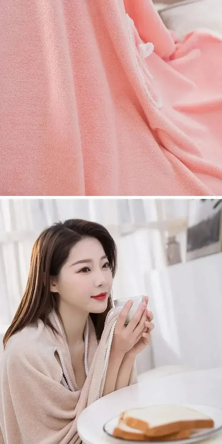 Womens Bath Towels Girls Wearable Fast Drying Bathing Beach Spa Bathrobes Wash Clothing, Shower Bath And Gym Towel