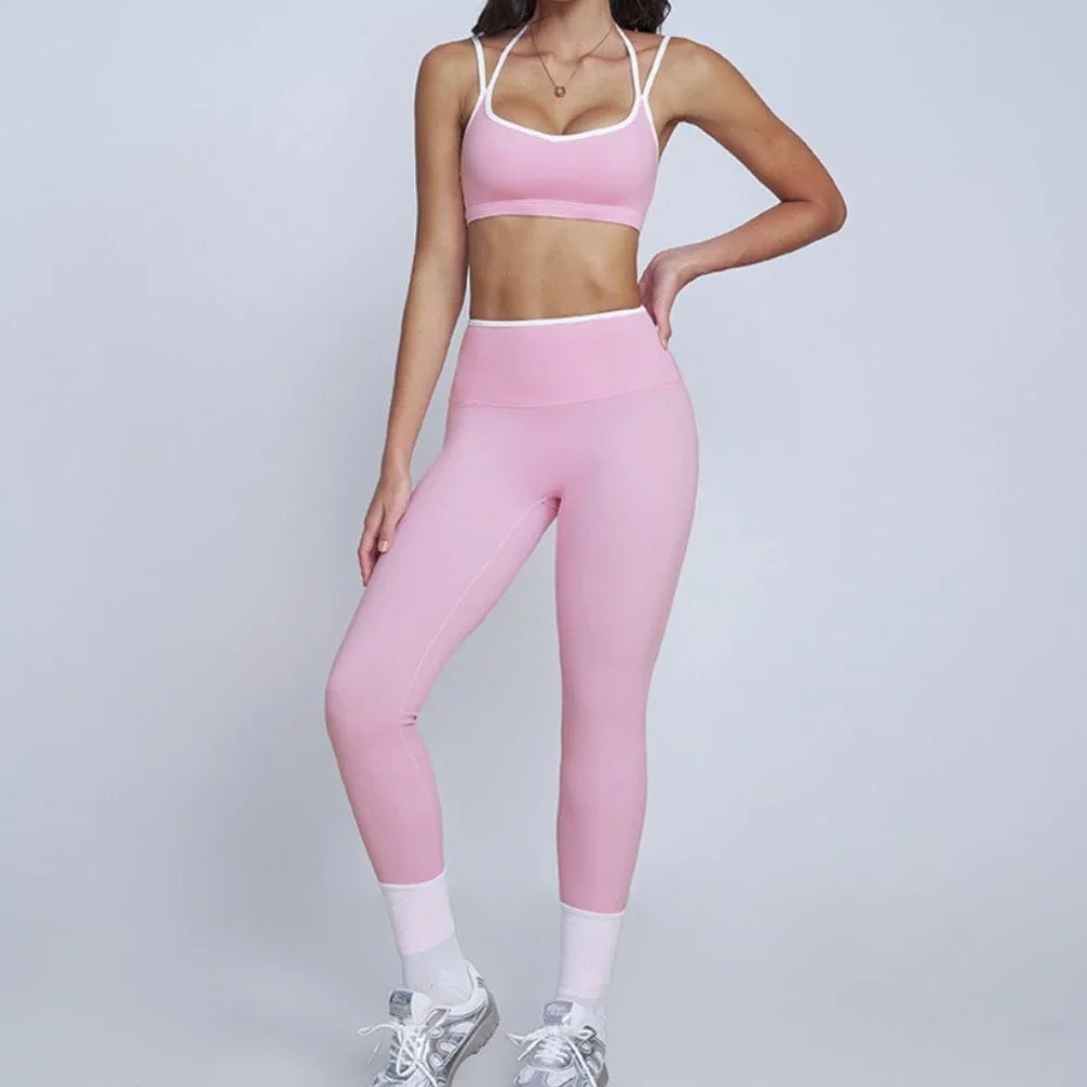 Gym Tracksuit Yoga Set 2 Pieces Workout Outfits Fitness Sportswear High Waist Leggings Sports Bra Athletic Wear Women Clothes