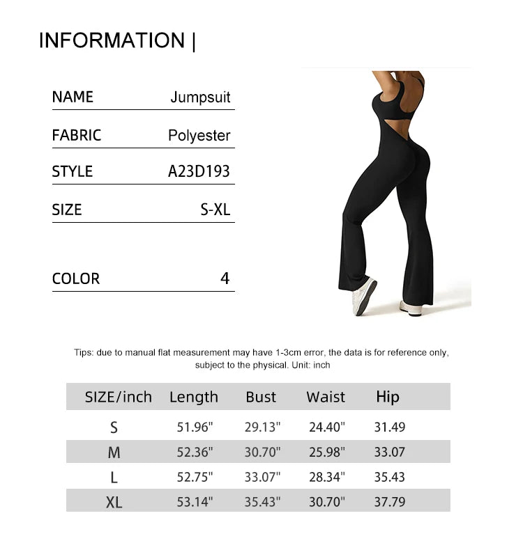 2025 Summer New Women's Slim Hip Lifting Jumpsuit U Neck Sexy Hottie Backless Sleeveless Flared Pants Sports Yoga Wear