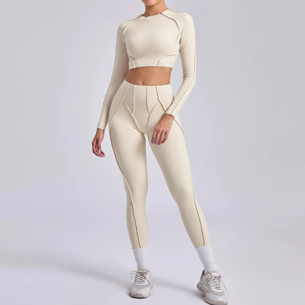 Sportswear Yoga Set Women's Workout Clothes Athletic Wear Sports Gym Legging Seamless Fitness Bra Crop Top Long Sleeve Yoga Suit