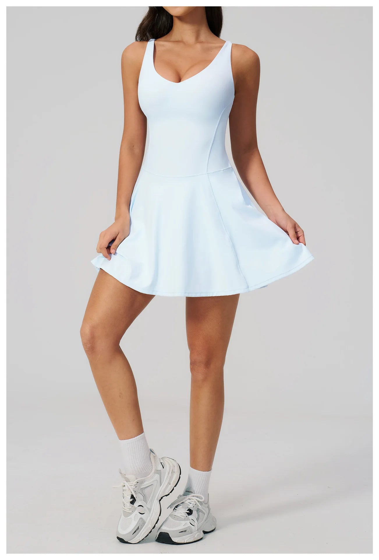 Yoga Bodysuit Women Fitness Jumpsuit Sexy Sport Workout One-Piece Jumpsuit Dance Ballet Sports Dress Female Running Tennis Skirt