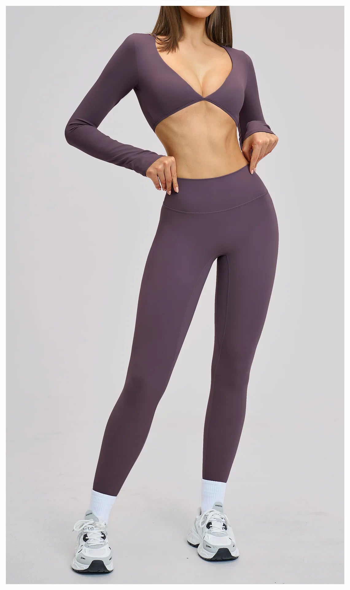 Gym Outfits Women Yoga Suit 2PCS Sports Set Running Fitness Sets Halter Neck Beauty Back Long Sleeve Leggings Workout Clothes