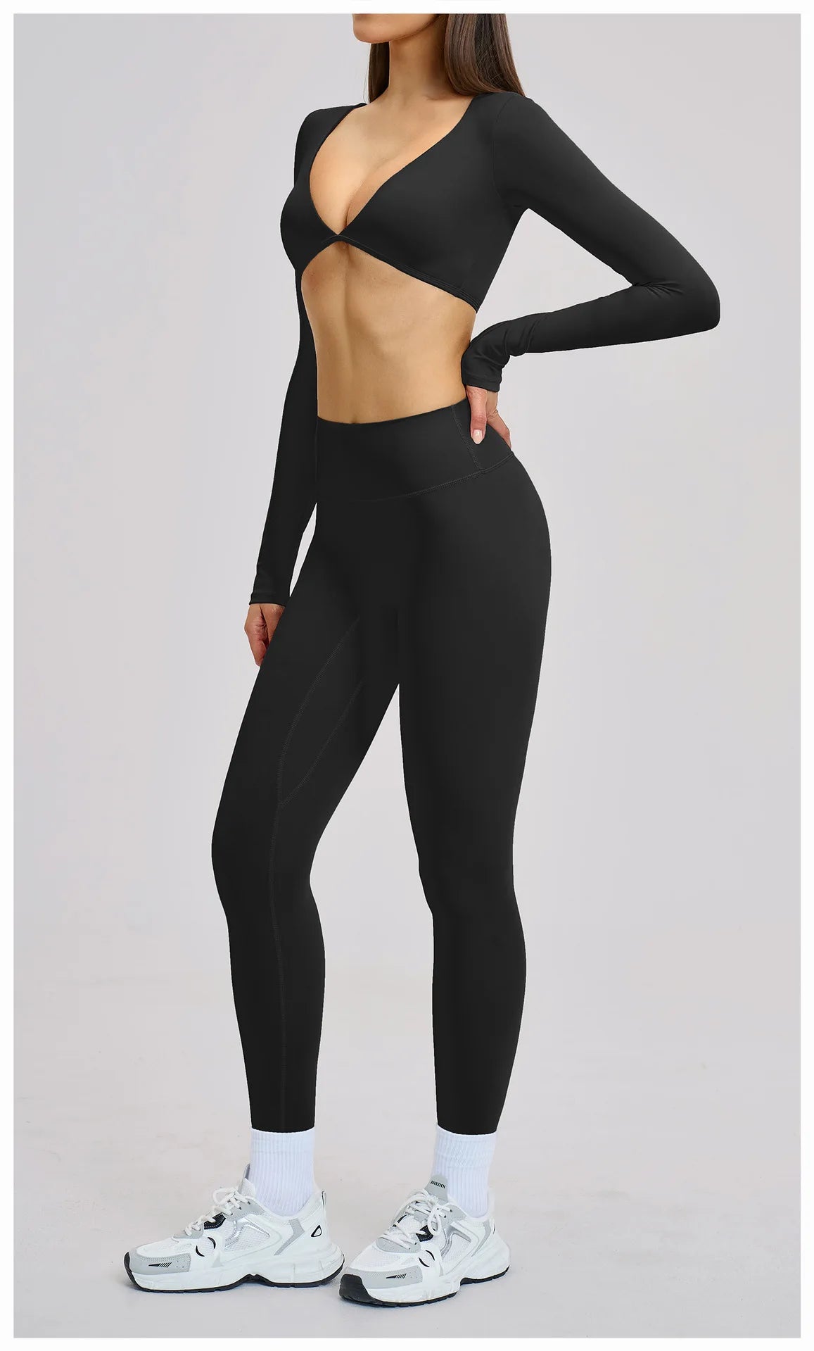 Gym Outfits Women Yoga Suit 2PCS Sports Set Running Fitness Sets Halter Neck Beauty Back Long Sleeve Leggings Workout Clothes