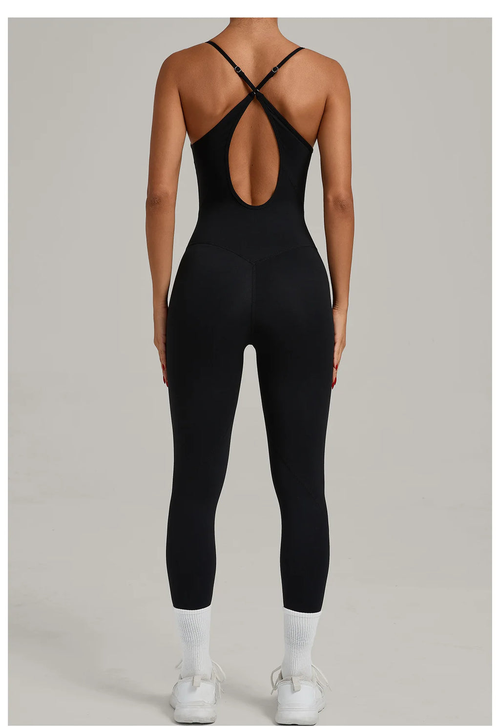 Women's Cross Strap Yoga Jumpsuit - Adjustable Workout Bodysuit, Butt Lifting Tight Gym Wear, Running & Fitness Onesie