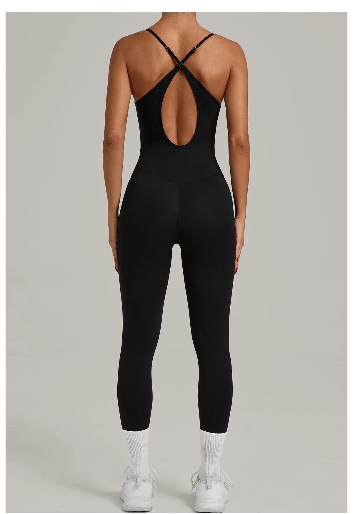 Women's Cross Strap Yoga Jumpsuit - Adjustable Workout Bodysuit, Butt Lifting Tight Gym Wear, Running & Fitness Onesie