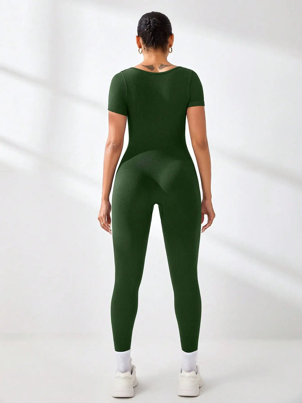 Women's Slimming Sexy Yoga Sports Jumpsuit Spring Summer Threaded Square Collar Lifting Buttocks Design Comfortable Active Wear