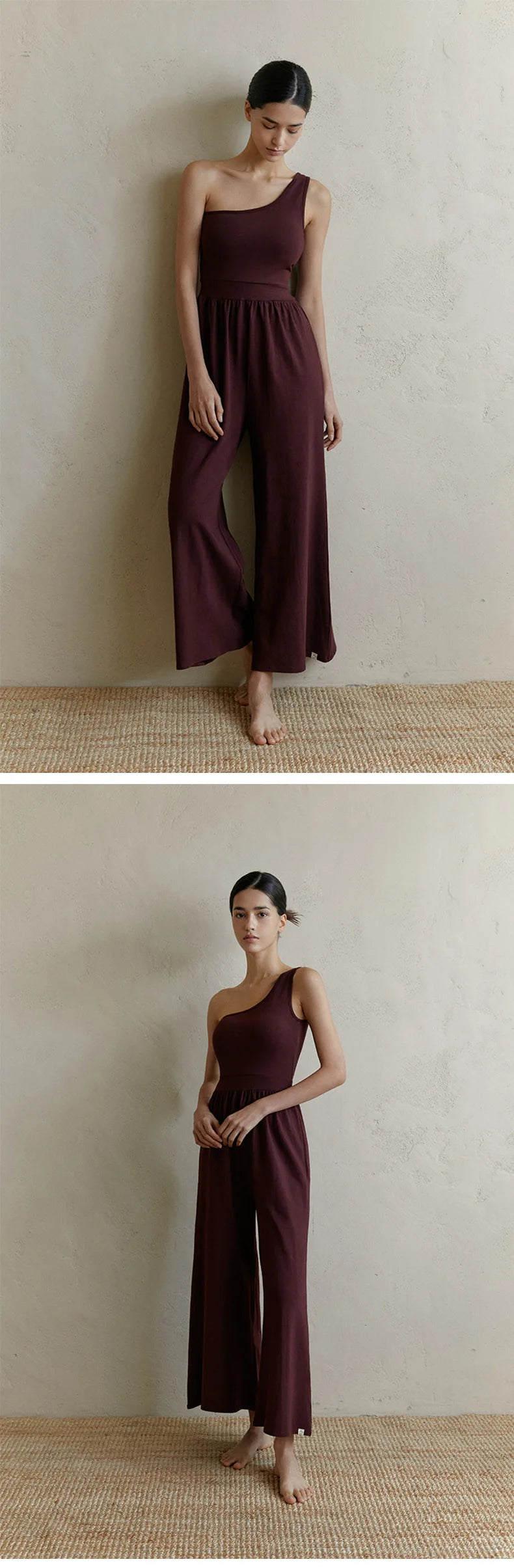 Sexy Women's Yoga Jumpsuit Quick-drying with Chest Pads High-waisted Slim Slim Bodysuit Fitness Exercise Loose Wide-leg Jumpsuit