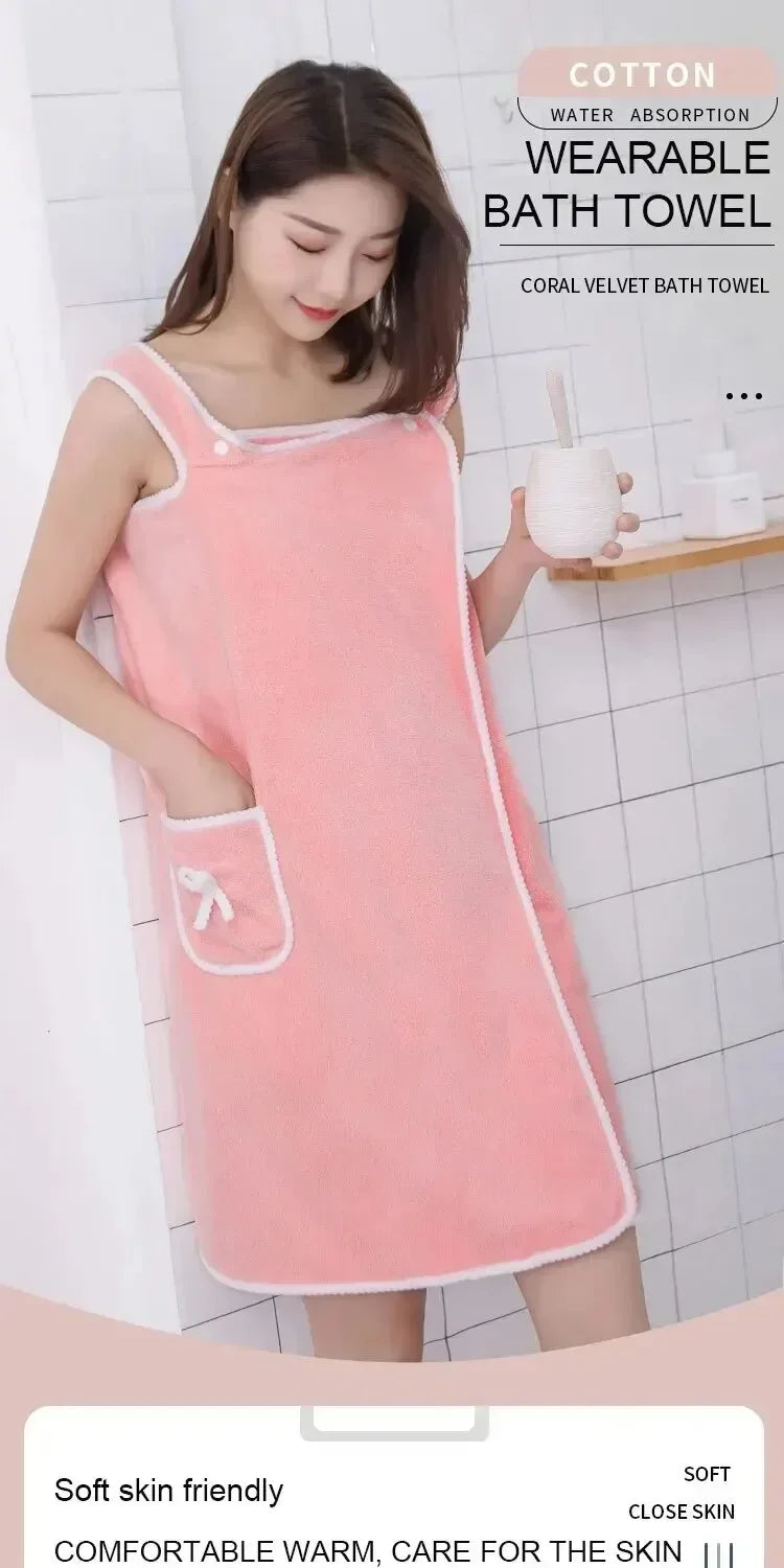 Womens Bath Towels Girls Wearable Fast Drying Bathing Beach Spa Bathrobes Wash Clothing, Shower Bath And Gym Towel