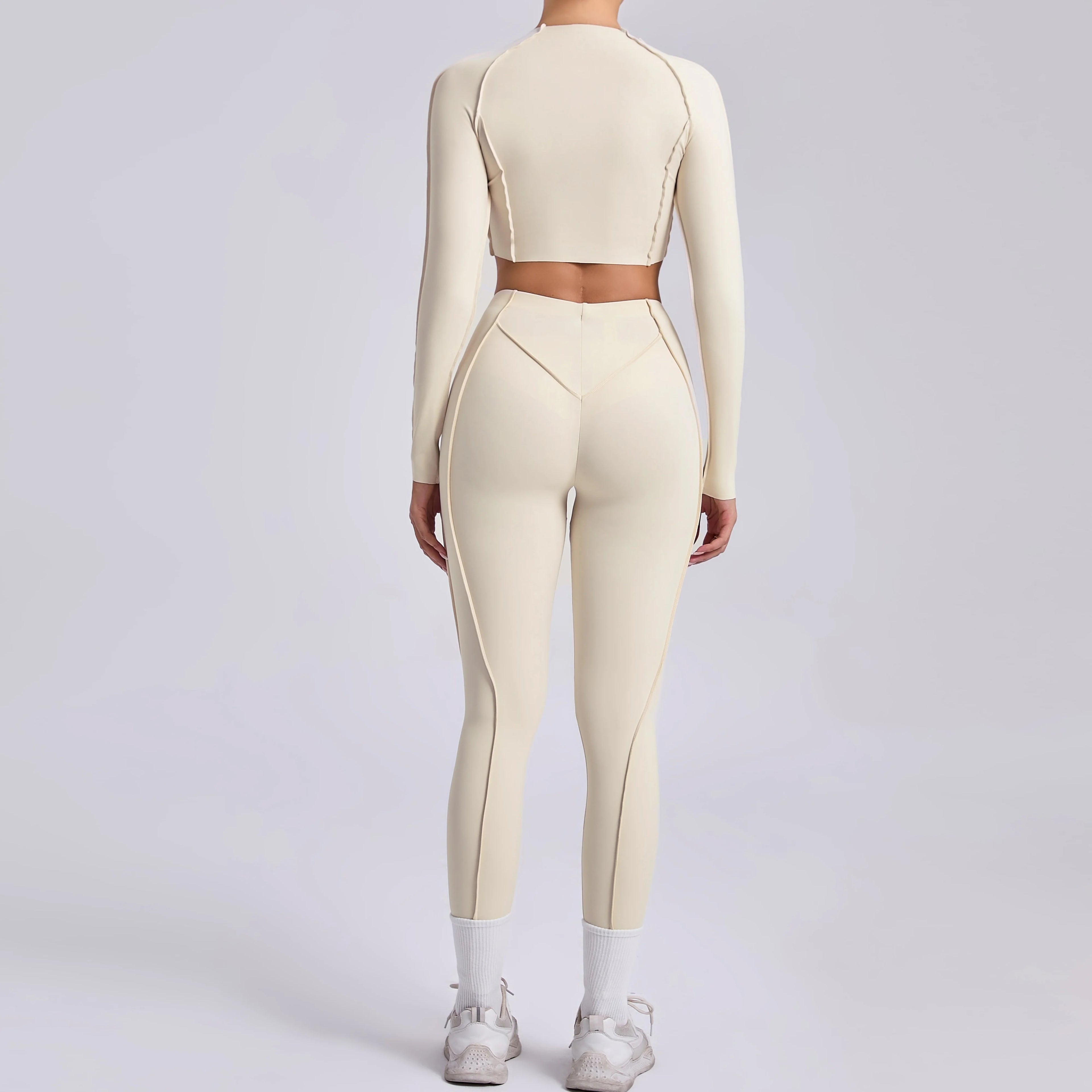 Sportswear Yoga Set Women's Workout Clothes Athletic Wear Sports Gym Legging Seamless Fitness Bra Crop Top Long Sleeve Yoga Suit