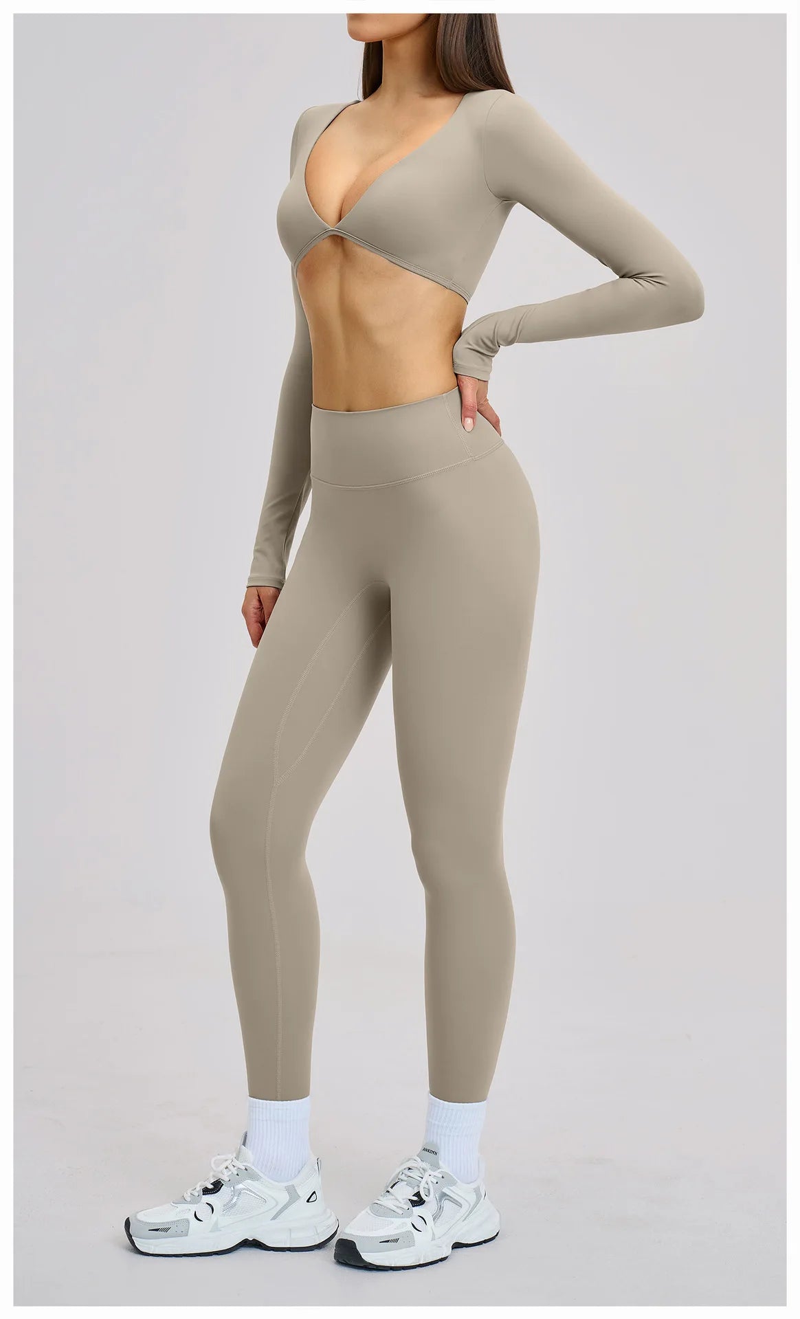 Gym Outfits Women Yoga Suit 2PCS Sports Set Running Fitness Sets Halter Neck Beauty Back Long Sleeve Leggings Workout Clothes