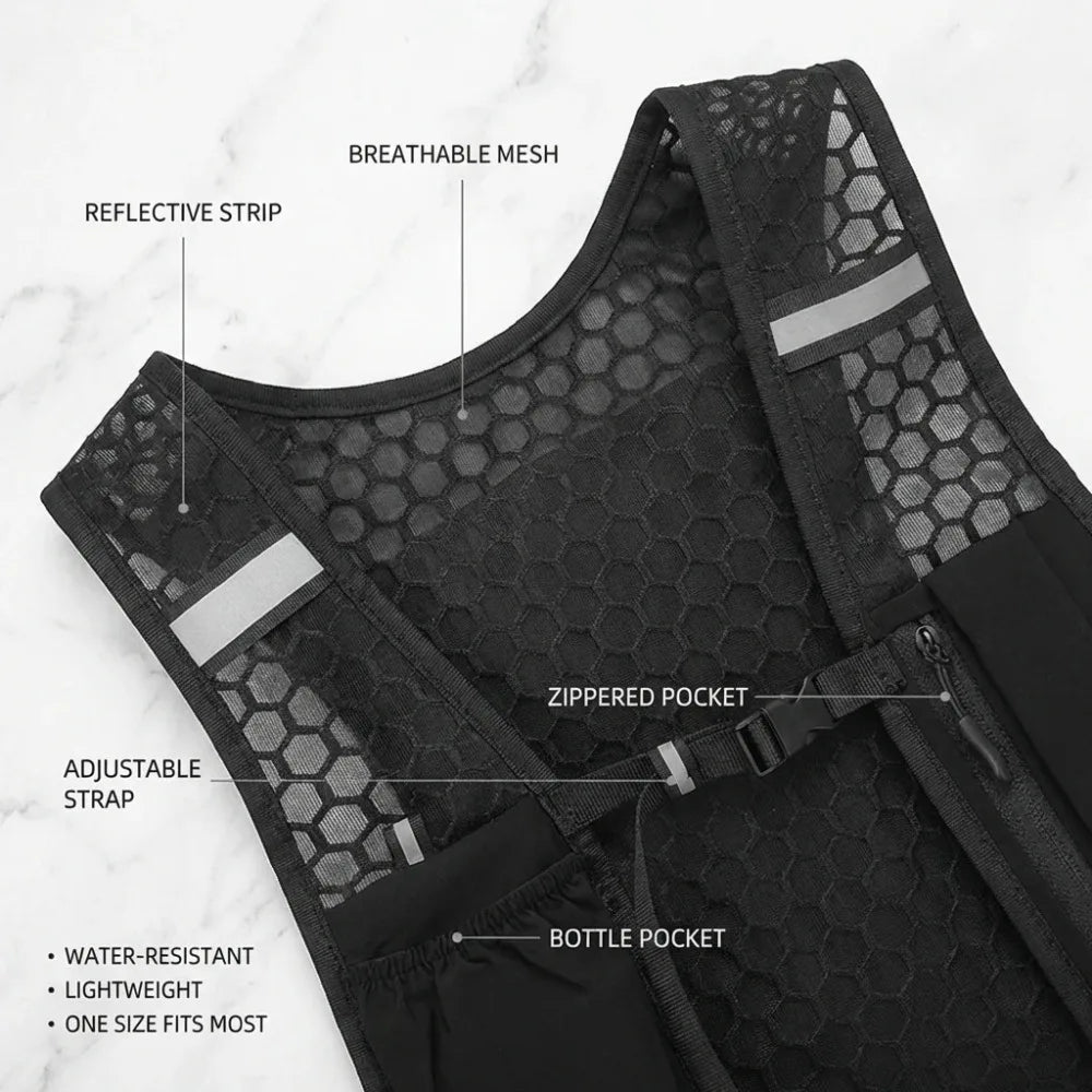 2026 Running Water Bottle Storage Vest Lightweight Running Vest Reflective Hydration Water Chest Pack With Phone Holder