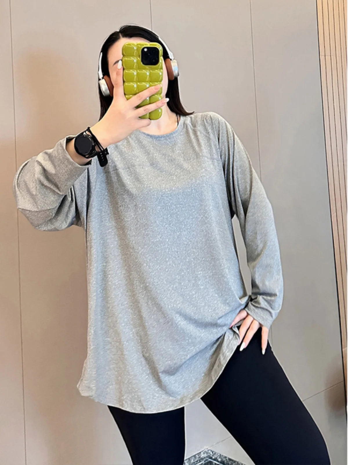plus Size 300 Pou Women's Long Sve T-irt Fitn Yoga Sportswear round Ne Korean Sle Loose Fit Autumn New Arrival