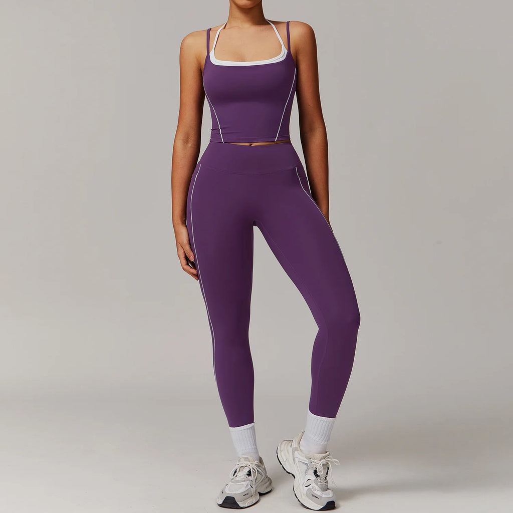 Yoga Set 2PCS Gym Workout Clothes for Women Gym Clothing Push Up Bra High Waist Leggings Sexy Fitness Sportswear Sports Suits