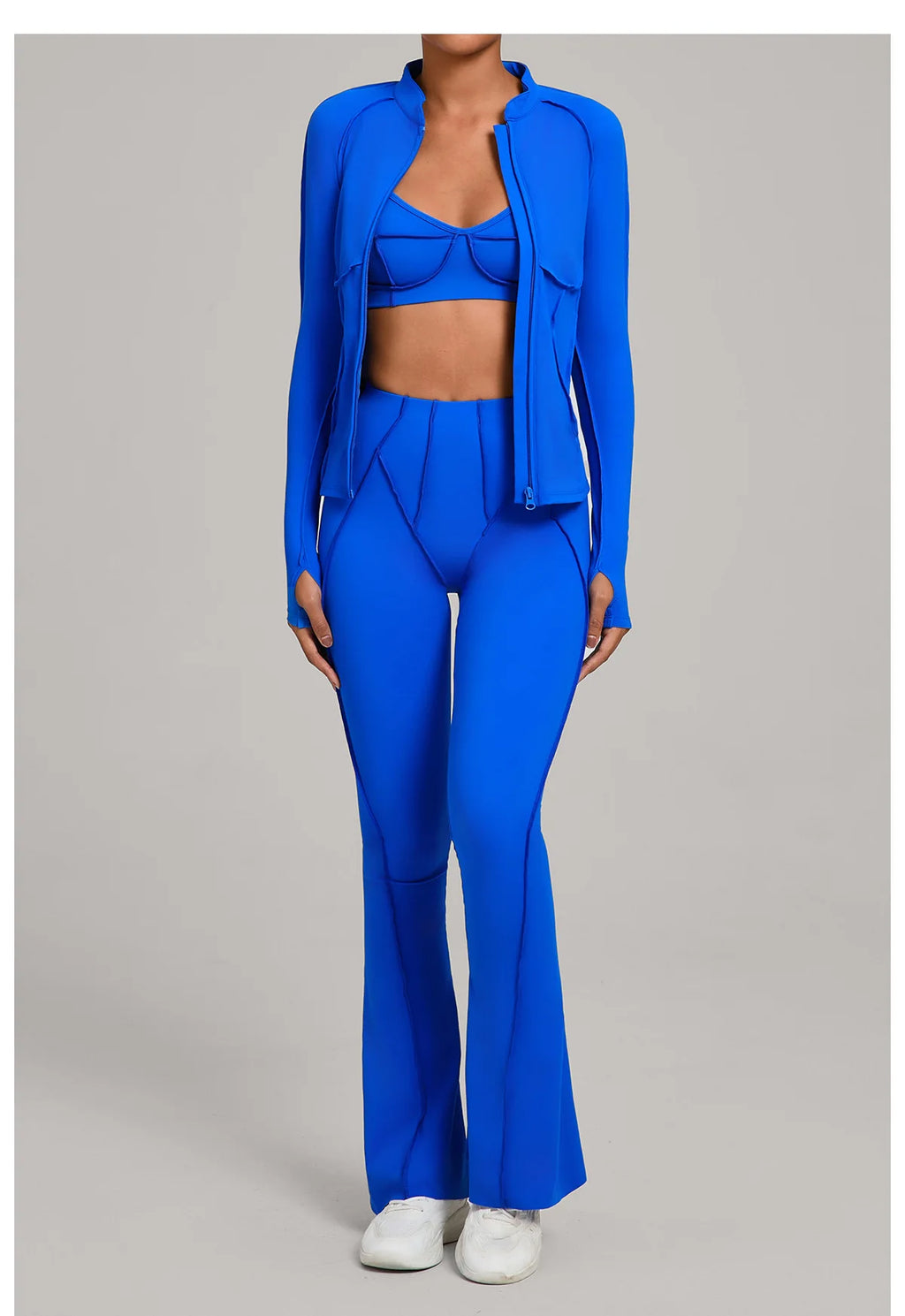 Gym Casual Yoga Set for Women Outdoor Running Fitness Outfit Autumn Winter Tight Sports Three-Piece Set Zipper Coat+bras+pants