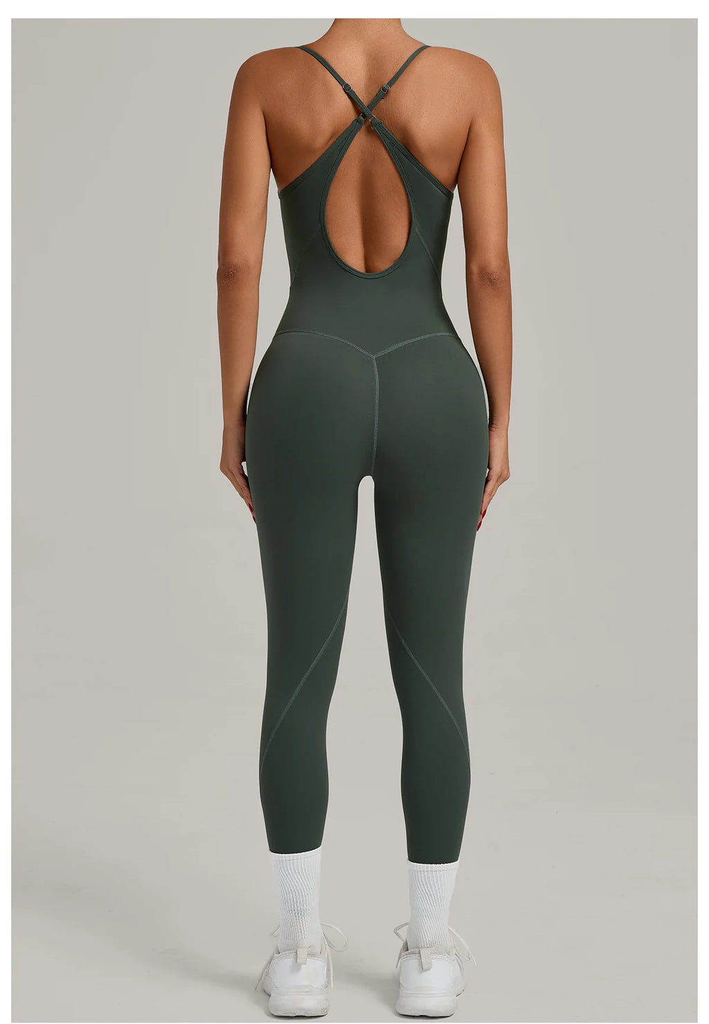 Women's Cross Strap Yoga Jumpsuit - Adjustable Workout Bodysuit, Butt Lifting Tight Gym Wear, Running & Fitness Onesie