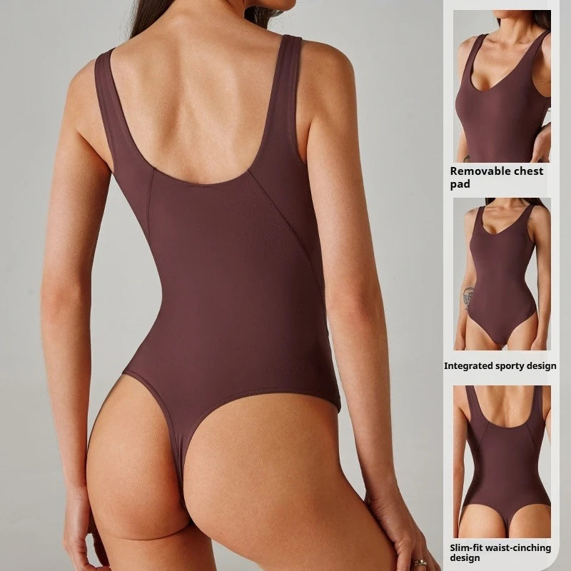 Sexy Women Yoga Suit Jumpsuit Sleeveless High Elasticity Quick Drying Breathable Jumpsuit Shorts Backless Sportswear Solid Color