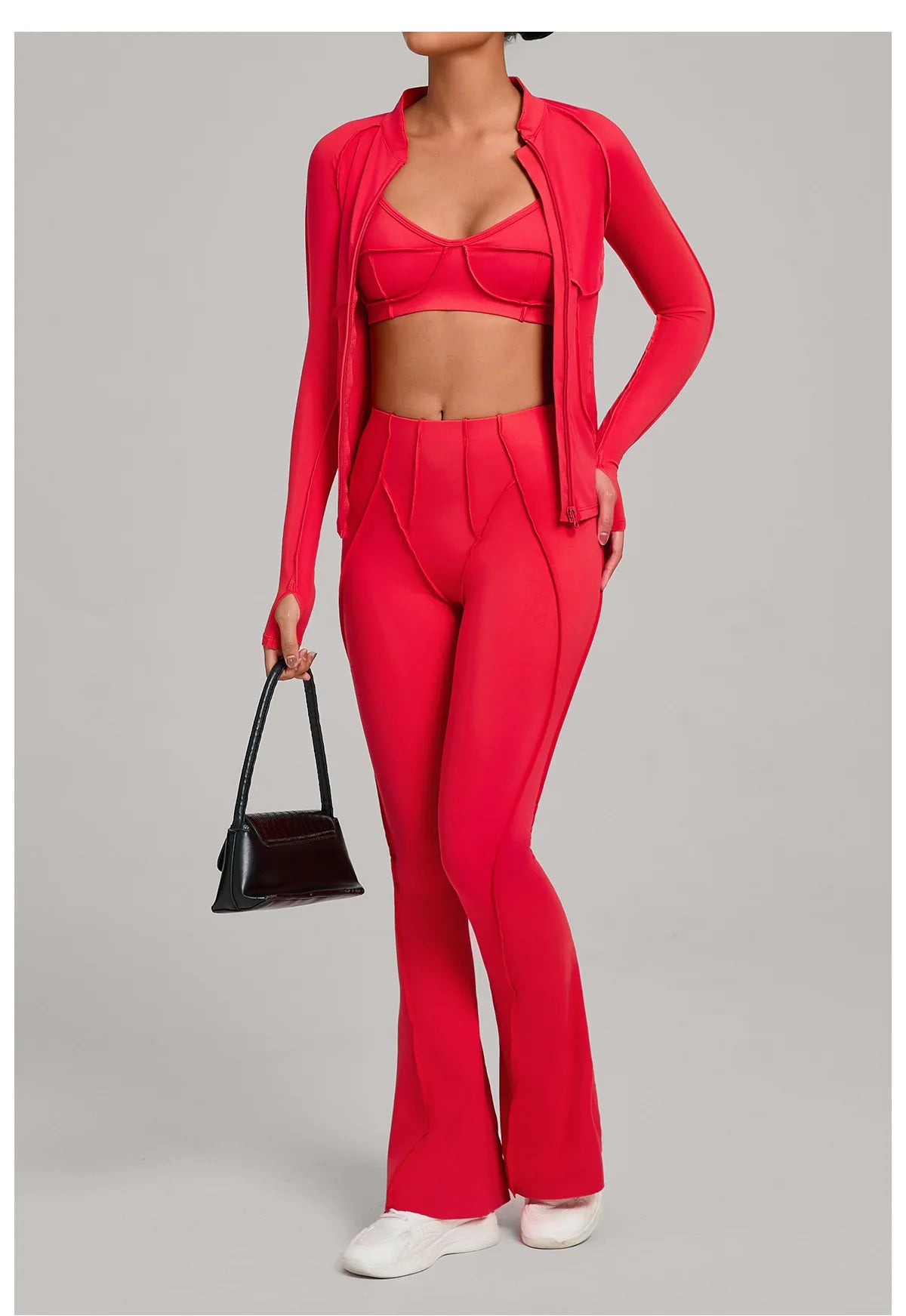 Gym Casual Yoga Set for Women Outdoor Running Fitness Outfit Autumn Winter Tight Sports Three-Piece Set Zipper Coat+bras+pants