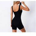 Summer Women Seamless Knit One-piece Yoga Suit Square Collar Jumpsuit Thread Sexy Go out Hip Lift Slim Shorts Jumpsuit
