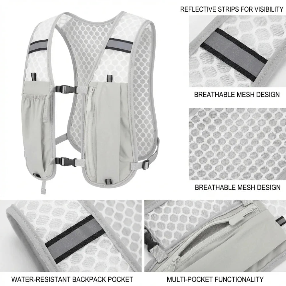 2026 Running Water Bottle Storage Vest Lightweight Running Vest Reflective Hydration Water Chest Pack With Phone Holder