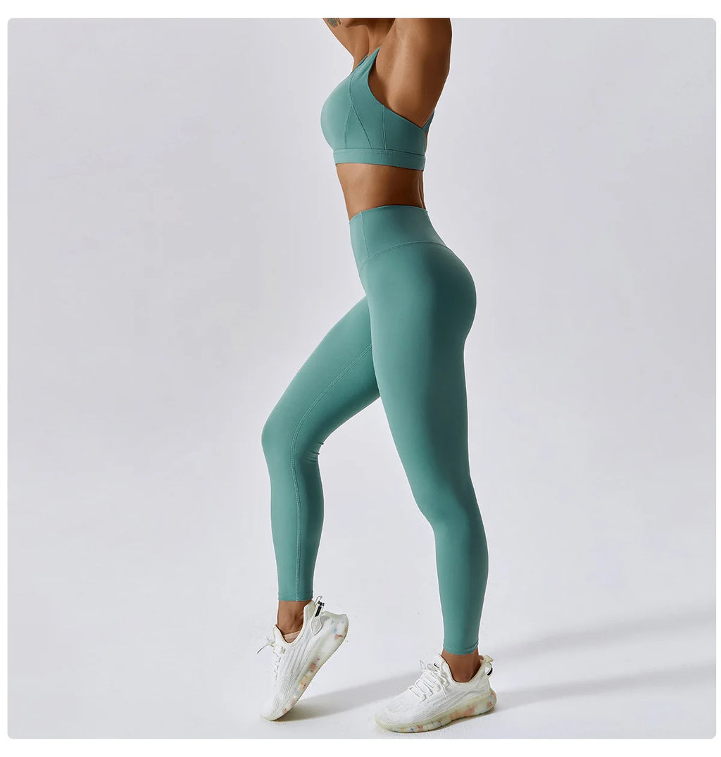 Yoga Set 2 Piece Women Sportswear Workout Clothes Women Sport Set Suits For Fitness Cross Back Bra Seamless Gym Push Up Leggings