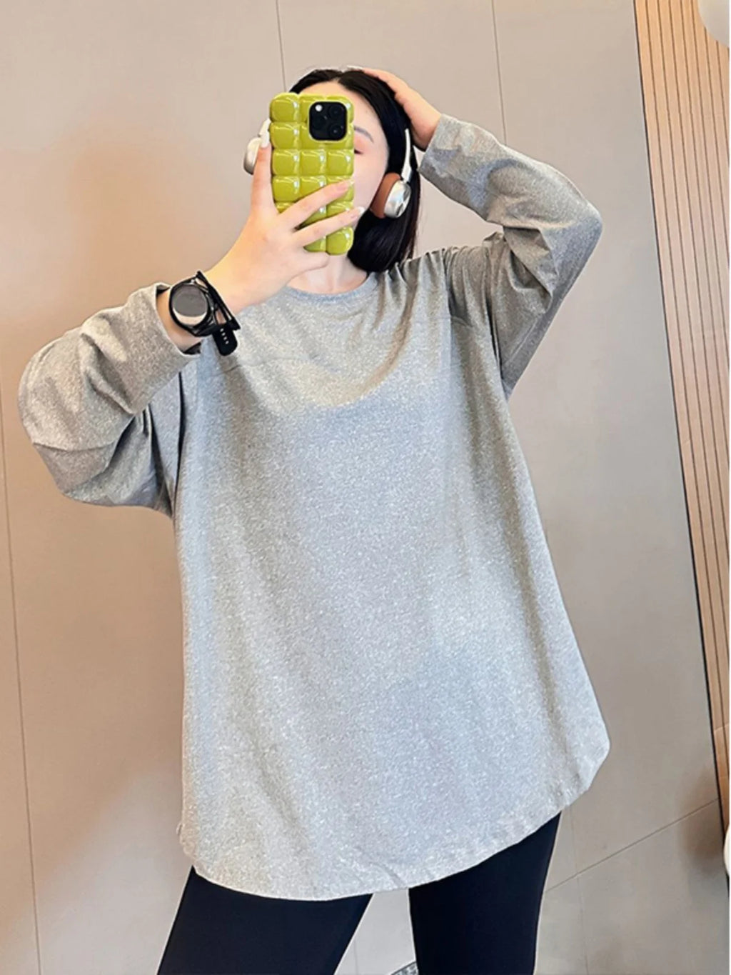 plus Size 300 Pou Women's Long Sve T-irt Fitn Yoga Sportswear round Ne Korean Sle Loose Fit Autumn New Arrival