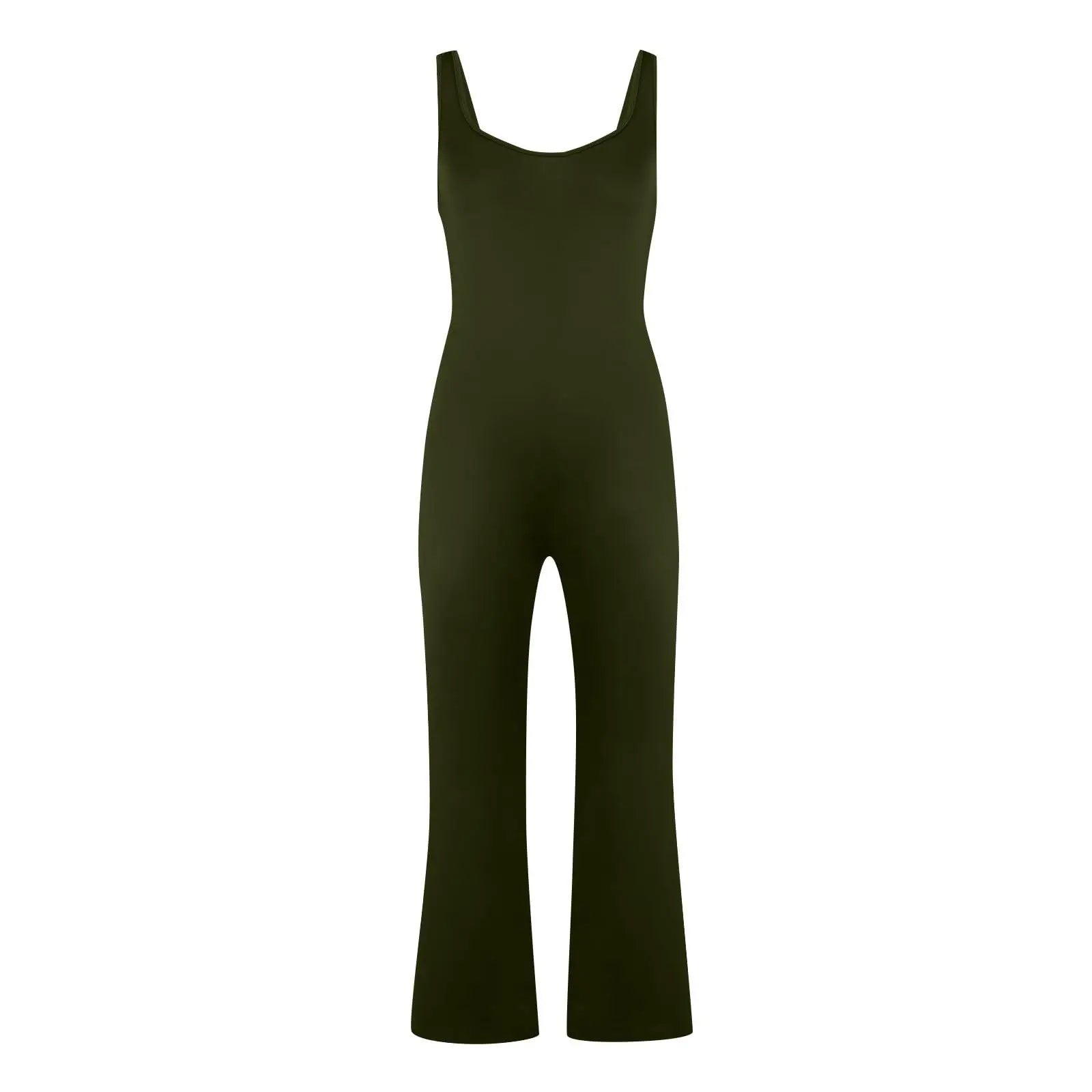 2025 Summer New Women's Slim Hip Lifting Jumpsuit U Neck Sexy Hottie Backless Sleeveless Flared Pants Sports Yoga Wear