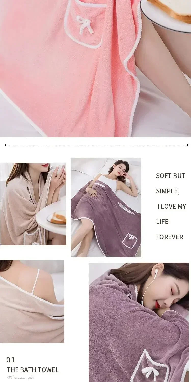 Womens Bath Towels Girls Wearable 85*140Cm Fast Drying Bathing Beach Spa Bathrobes Wash Clothing, Shower Bath And Gym Towel