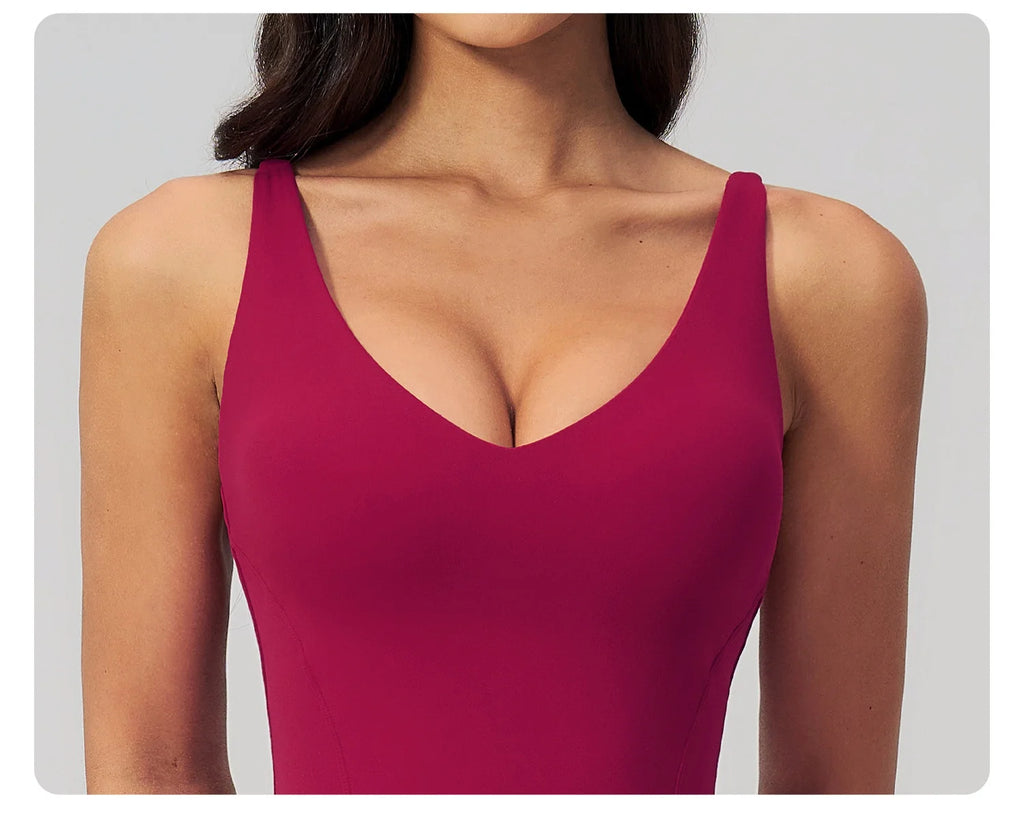 2026 New Women Yoga Jumpsuit Set Sexy Sleeveless One-Piece Rompers Dance Sports Dress Gym Push up Women Bodysuit With Bust Pads
