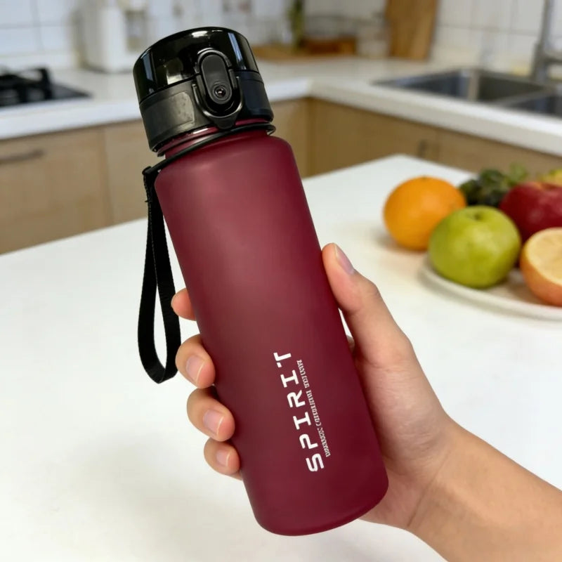 650ML Large Capacity Frosted Sports Water Bottle-Leak proof, BPA-Free PC with Silicone Straw & Carrying Rope，for Gym Outdoor