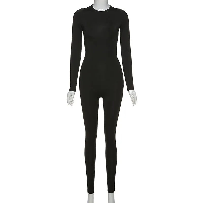 2025 Spring New Women's Long Sleeve Slimming High Waist and Hip Lifting Sports Jumpsuit Sexy and Fashion Small Foot Tight Pants
