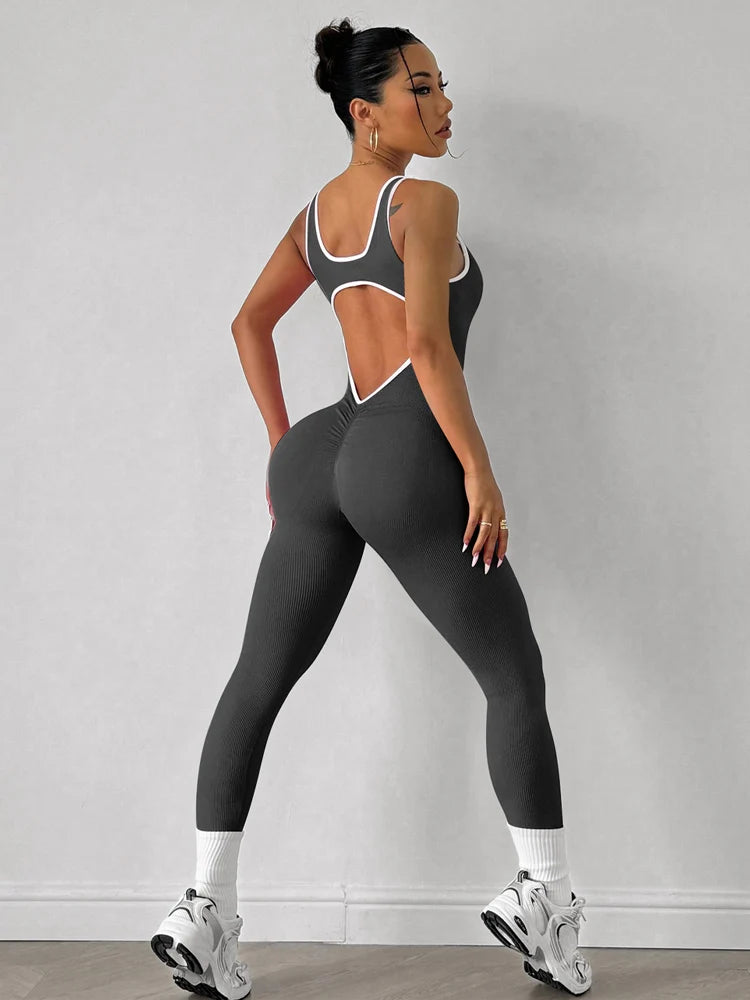 Sexy Backless Jumpsuit Women Yoga Set One-piece Bodysuit For Fitness Gym Clothing Sportswear Quick-Dry Workout Sports Clothes