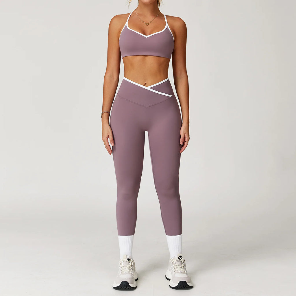 Yoga Set 2 Pieces Workout Clothes Women's Tracksuit Sportswear Gym Clothing High Waist Bell-bottoms Sexy Fitness Bta Sports Suit