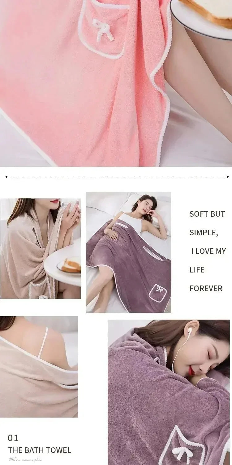 Womens Bath Towels Girls Wearable 140*85Cm Fast Drying Bathing Beach Spa Bathrobes Wash Clothing, Shower Bath and Gym Towel Hot