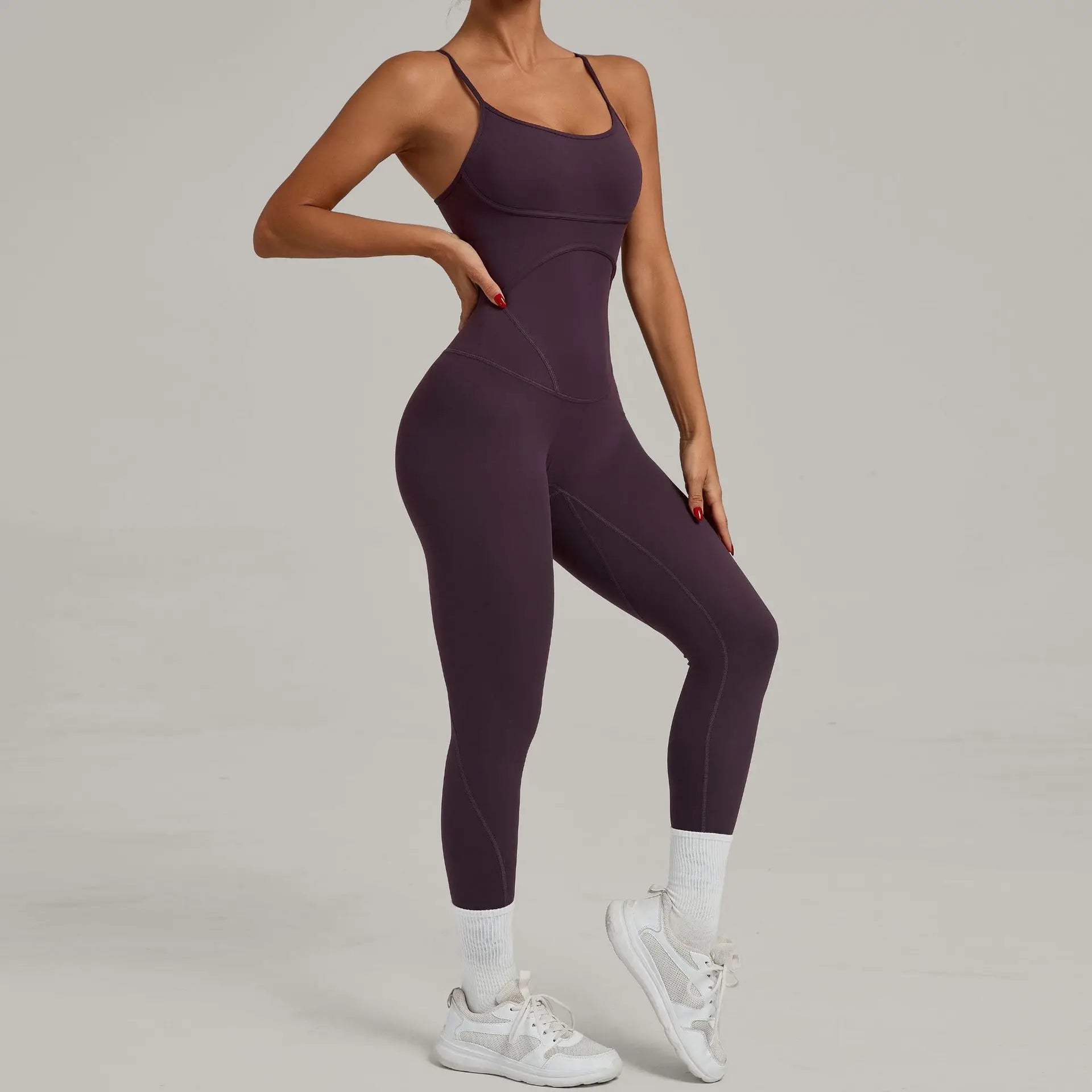 Women's Cross Strap Yoga Jumpsuit - Adjustable Workout Bodysuit, Butt Lifting Tight Gym Wear, Running & Fitness Onesie